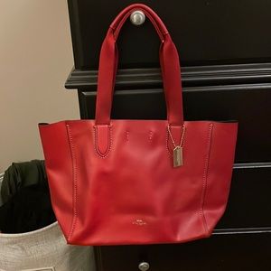 Red leather coach Derby Tote bag - Never used!